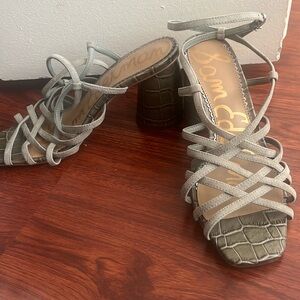 Sam EDELMAN teal block heels, size 8